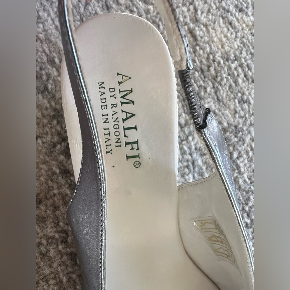 Amalfi Silver Metallic Slingback Wedge Sandals - Picture 5 of 6